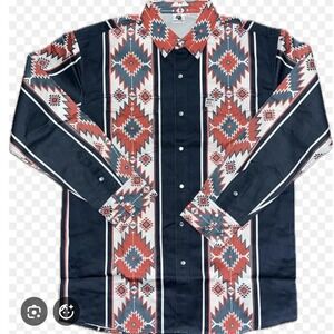 Woah Bros Mens‎ Geometric Print Button Up Shirt XL Blue/Red/white New With Tags